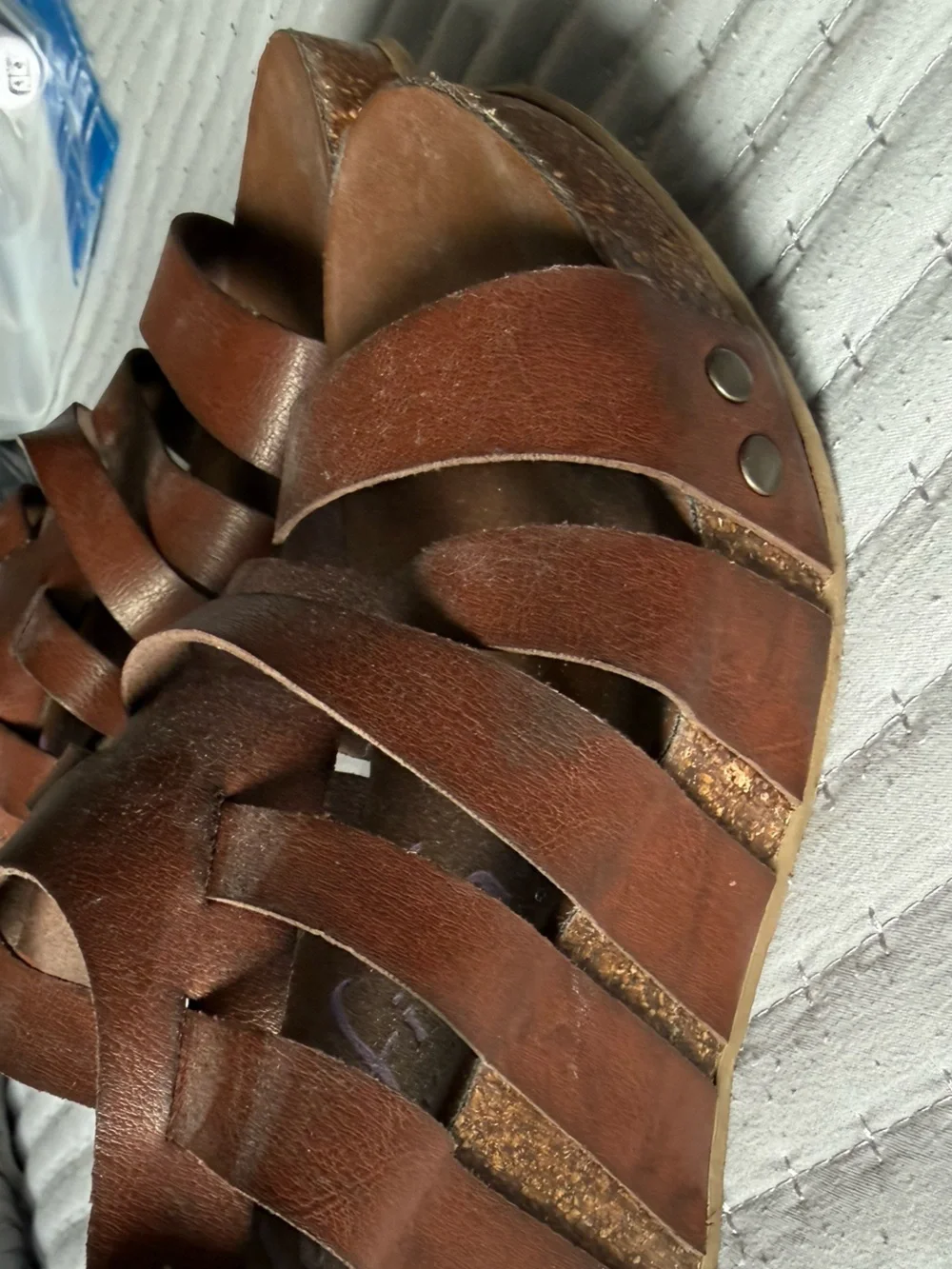Blowfish Brown Leather Wedge Sandals